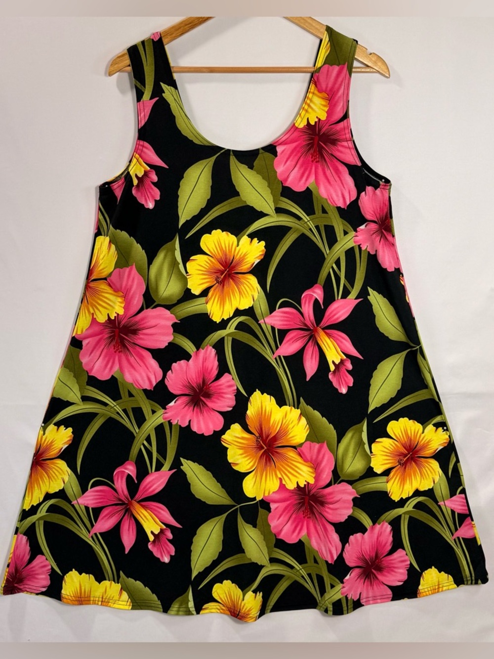 Baba Hawaii Tropical Floral Dress Size L Hawaiian A-Line Vacation - Picture 3 of 4
